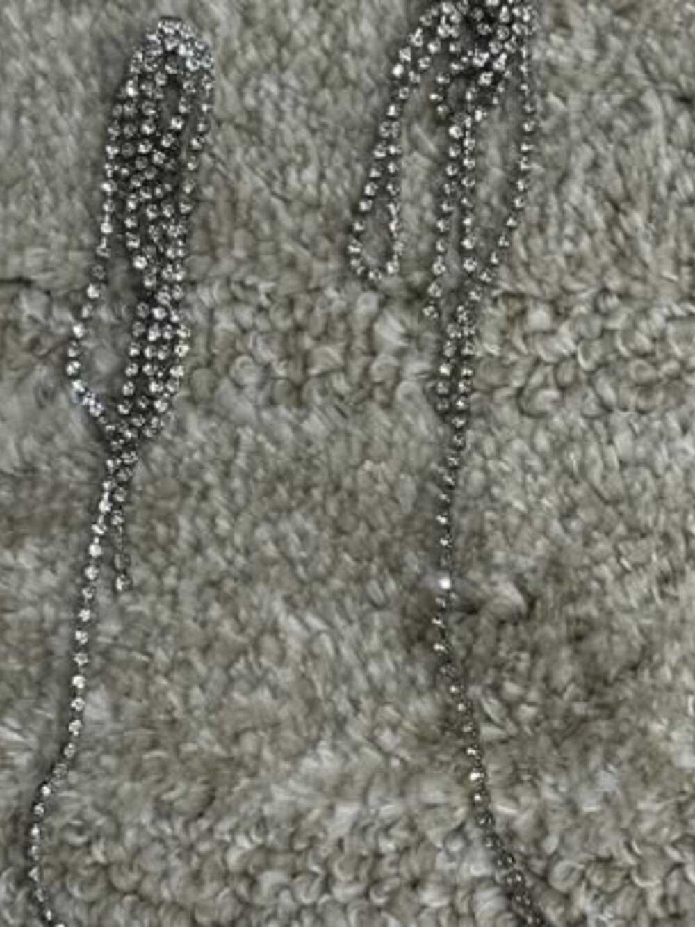Rhinestone Long Dangle Earrings - Silver